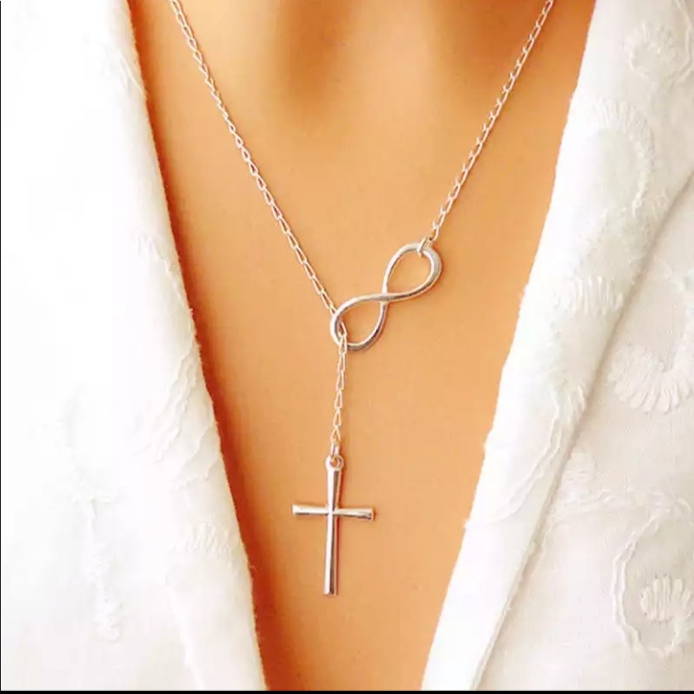 New Women’s Silver Plated Infinity Cross Simply Necklace